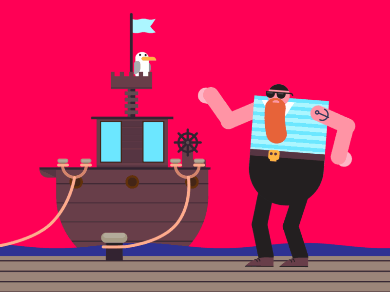 Sailor's dance. animation dance motion graphics sailor seagull ship