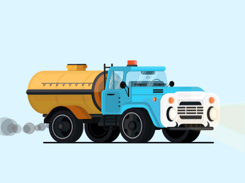 ZIL 130 blue emergency flat icon isometric noise soviet tank truck vector zil
