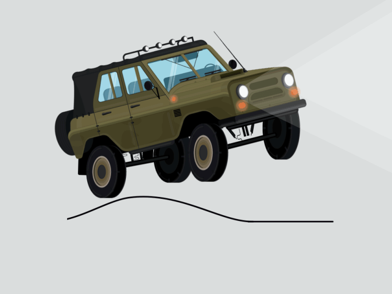 UAZ - 469 4x4 army emergency isometric jump offroad slow mo slow motion soviet truck uaz vector