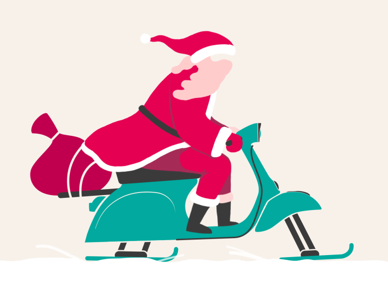 Santa is coming christmas festive holidays noel presents ride santa snow vespa winter