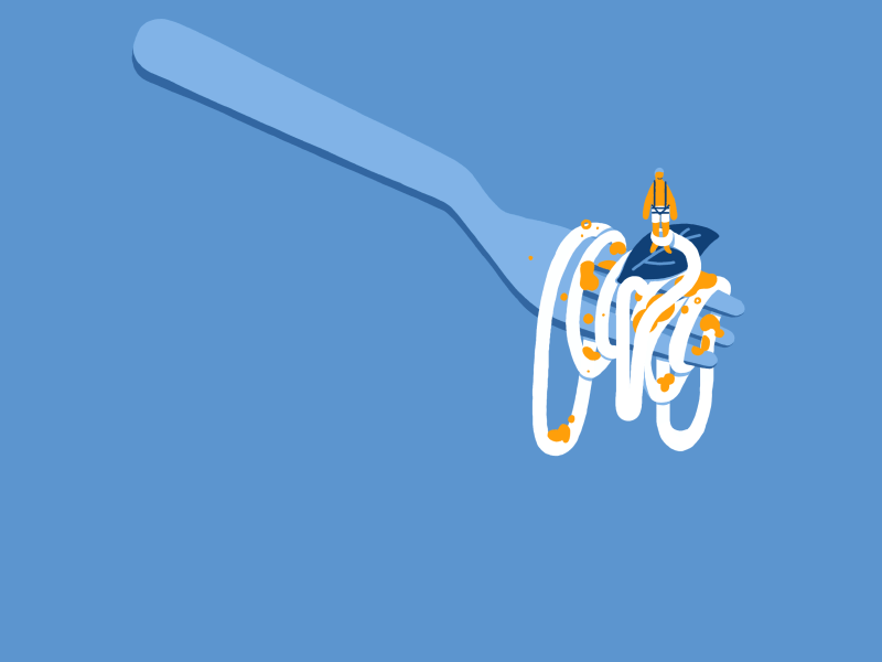 Extreme Food #4 animation bungee extreme food fork frame by frame illustration man spaghetti