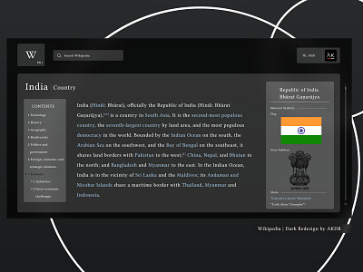 Wikipedia Dark Redesign design flat minimal ux web