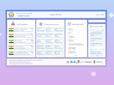 Tamil Nadu Govt State Portal Redesign Concept design flat minimal web