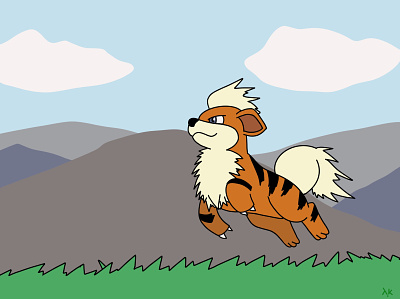 Pokemon - Growlithe ガーディ Illustration flat illustration minimal