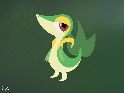 Pokemon - Snivy ツタージャ flat illustration minimal