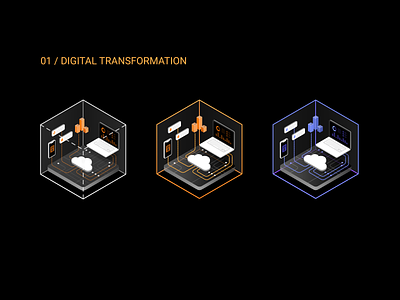 Digital Transformation Color Variations branding design icon illustration isometric isometry landing page ui user experience vector web design