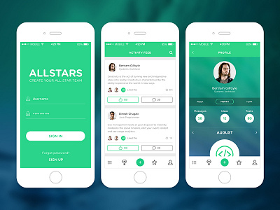 All Stars Team Application application daily ui ios silicon valley team uiux user experience