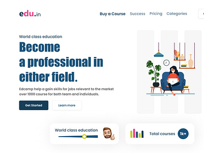 Online Education Website Landing Page app design illustration ui