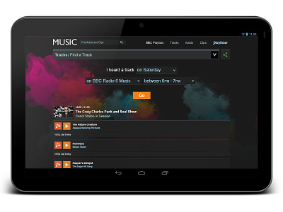 Find A Track bbc filter music radio responsive tablet tracks
