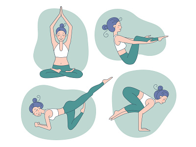Yoga Poses app illustration calm character exercise female girl illustration position sketch sport vector workout yoga yoga pose
