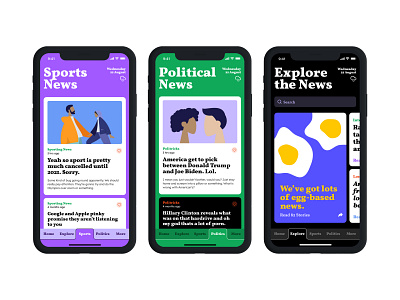 News Channel Pt.2 app explore news newsfeed politics search sports ui