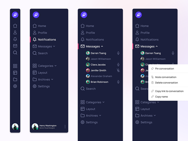 Sidebar Menu designs, themes, templates and downloadable graphic elements on Dribbble