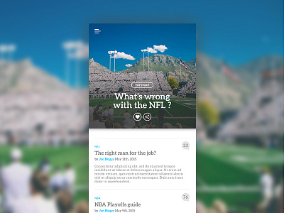 Sports Blog Design blog layout minimal mobile nfl sports ui ux webdesign