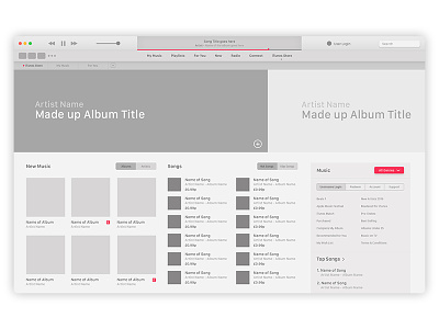 iTunes Wireframe apple applemusic interaction interface itunes prototype redesign ui ux wireframe