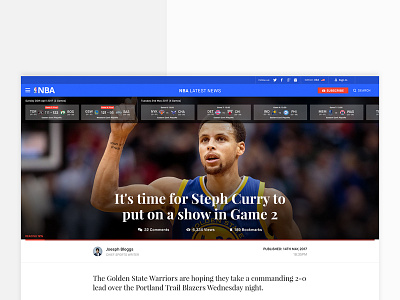NBA Article WIP article basketball fixture nav navigation nba sport ui ux web design website wip