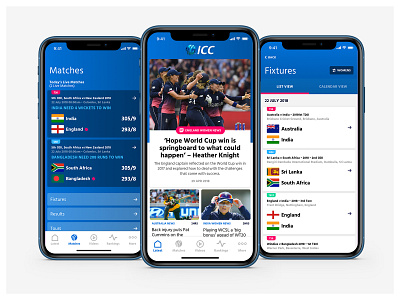 ICC App 🏏 app cricket fixtures news results sports sports app ui ux video