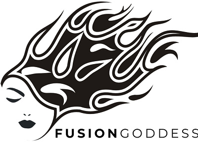 "FusionGoddess" Logo Concept black woman branding design flame graphic design hair hair design illustration illustrator logo logo design sparkle ui ux vector women