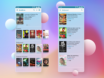 Home Screen and Bollywood Screen app home screen internal screen mobile app design