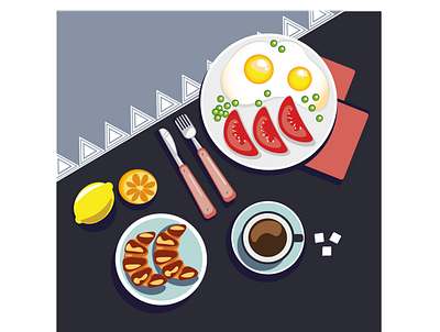 Завтрак. Еда. design graphic design illustration vector еда завтрак кофе