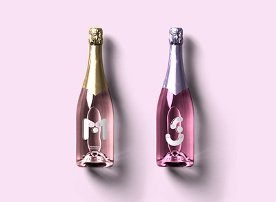 Candy Type on Champagne bottle custom type customtype flat illustration pink type typeface typogaphy vector