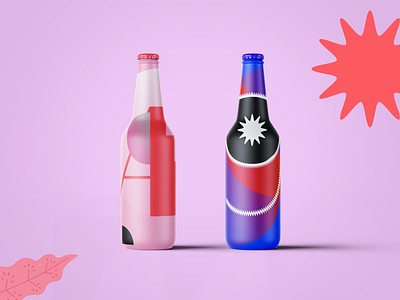 Cool Summer drinks pack beer design drink flat geometry illustration packaging pink summer typography vector