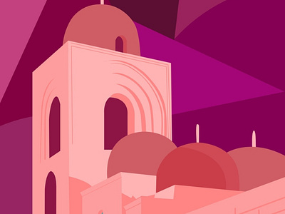 Palermo in pink architecture design flat illustration palermo pink sicily vector