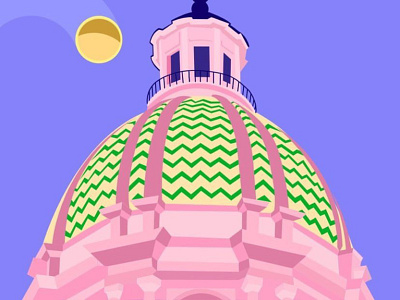 Palermo in pink architecture design flat illustration palermo pink vector