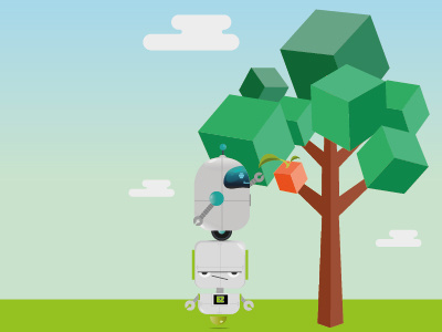 Ez and PZ apple character cubic illustration minecraft robot