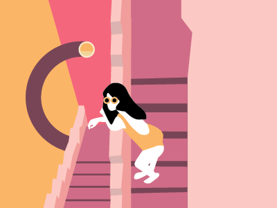 Summertime architecture dream illustration pink staircase stairs summer sunglasses surreal