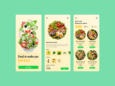 Healthy Food App Mobile branding delivery design food illustration logo minimal mobile mobile app design salad ui uiux ux vector