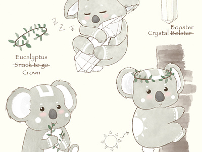 sun koala animal character design cute animal cute illustration design digital illustration eucalyptus fantasy illustration koala