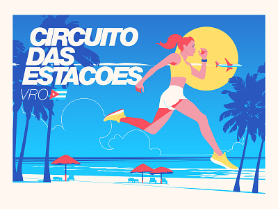 Circuito Das Estacoes character circuit cuba design flat girl illustration poster race run runner running sport travel vector vectorillustration