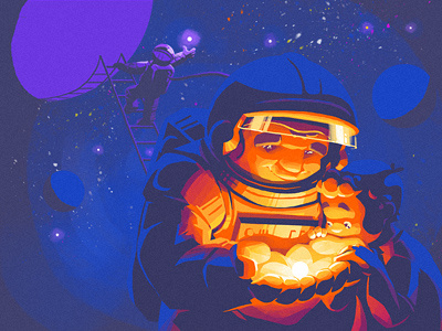 Star astronaut children cute illustration orange space star starlight universe