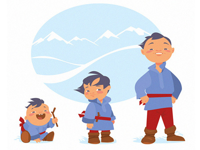 3 Ages ages boy character children illustration kid mongol vector vectorillustration