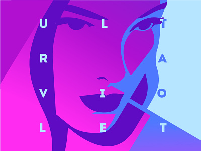 Ultraviolet flat girl light neon portrait poster ultraviolet uv vector