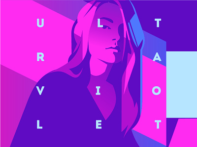 Ultraviolet flat girl light neon portrait poster ultraviolet uv vector
