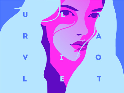Ultraviolet flat girl light neon portrait poster ulrtaviolet uv vector