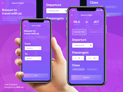 Mobile Airport App airport app challenge gradient ios iphonex purple travel