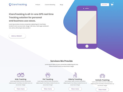 i Care tracking Landing page