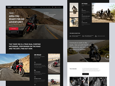 Motorcycle landing page 🏍️ adventure automotive bike black clean clean design dark drive journey landing landing page motor cycle red responsive design ride site ui user interface web website