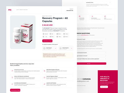 PRE Immunity product page 💊 campsule clean doctor drug health healthcare healthy hospital landing landing page landingpage medicine pill product product page site ui web website white