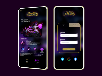 League of Legends app LogIn app branding concept game graphic design league of legends prototype ui uiux user experience user interface ux