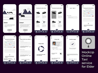 online taxi for Elder app branding esponsivedesign graphic design graphicdesign graphicdesigner illustration logo prototype ui uidesign uiux user interface ux wireframe