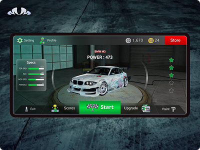 UI Design for Racing Game game graphic design illustration mobile racing ui uidesign uiux