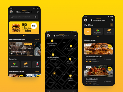 Food Ordering App (Dark Version) app design product design ui uiux design ux
