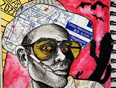 fear and loathing collage collage art fear and loathing hunter s thompson illustration illustration art inkillustration las vegas