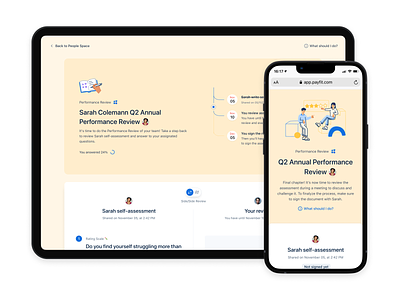 Performance Review experience! 💫 1:1 answer app doc document events interface meetings minimal payfit perf review performance performance review questions review text thomas michel thomasmichel ui ux