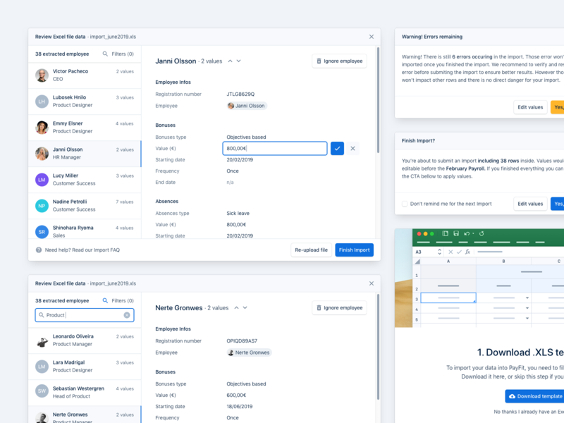 Imports Flow 🔄 dashboard data edit flow import interface metadata minimal modal popup product search tags ui users ux xls