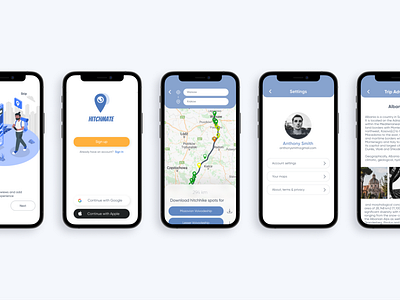 Hitchhiking App UX/UI Design app branding design hitchhike illustration logo poland redesign travel ui ux