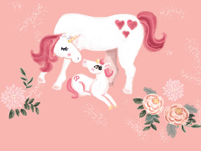 Mama & baby unicorn Florals